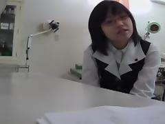 Nerdy Japanese teen got her cunt examined by a naughty gyno tube porn video