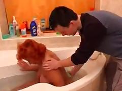 Redheaded Granny Fucked in Bath tube porn video