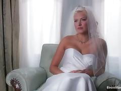 Blonde girl in wedding dress get tied up and gangbanged tube porn video