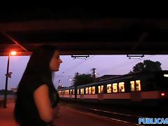 PublicAgent: Stunning blue eyed babe fucks outside under a bridge tube porn video