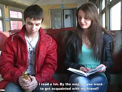 Slutty Beautiful Girl Meets Two Guys in the Train and Has a Threesome tube porn video