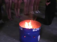 Girls stripped down to nothing and hazed out at night on some farm tube porn video