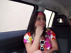 Gabby Vega sucks at hand a car and rides a dick at hand a judicature tube porn video