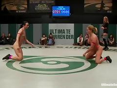 Lesbians finger unceasingly other's pussies while wrestling in the first place tatami tube porn video