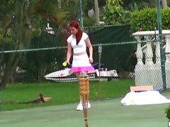 Redhead Melody Jordan plays tennis and then gets rammed tube porn video