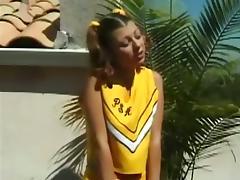 Skinny brunette cheerleader gets fucked rough outdoors tube porn video