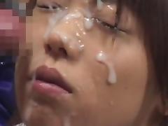 Hairy asian having cum on her face tube porn video