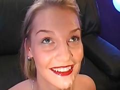 Hot blonde getting covered in jizz tube porn video