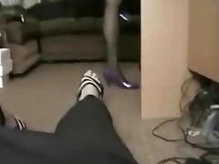 shoejob purple high heels tube porn video