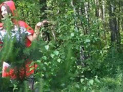 Little Red Riding Hood fucking with Panda in the wood tube porn video