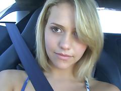 Amazing blonde masturbating in the car tube porn video