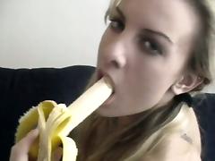 Blonde babe doing some insertions and masturbation action for this video tube porn video