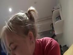 Golden-Haired angel is sucking on a hard strapon tube porn video