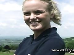 British blonde outdoors flashes panties tube porn video