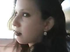 Goth Violet gets banged in backseat tube porn video