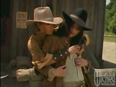 Hot girls of Wild West times have wild lesbian sex tube porn video