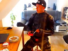 Another dainese biker leather jacket smoke and wank tube porn video