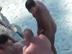 Couple tries trio sex on Beach tube porn video