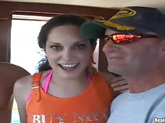 Amateur slut sucks and rides two big cocks on a yacht tube porn video