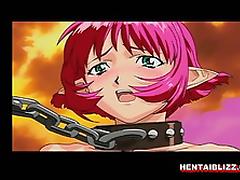 Chained hentai gets squeezed her bigtits and monster fucked tube porn video
