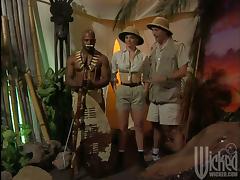 African tribe warrior is fucking a National Geographic scientist tube porn video