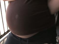 Pregnant Hydii May shows her belly during a break tube porn video