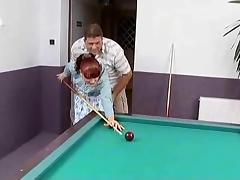 Red haired german mature fucked on a pool table tube porn video