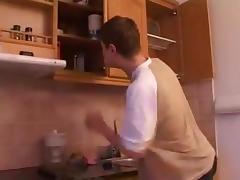 Stepmom & stepson have a sex on the kitchen tube porn video