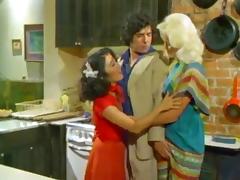 Vintage Threesome In The Kitchen tube porn video