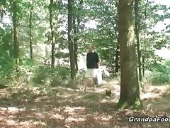 Sexy babe meets old dude in the woodsâ€¦ tube porn video