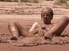My sexy tits and pussy in mud tube porn video