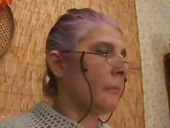Granny with glasses fucked and facialized tube porn video