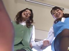 Anju Natsuki and Azumi Mizushima sits on face and rides cock tube porn video