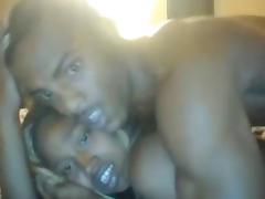 Black couple fucks hard, girl gets hair pulled tube porn video