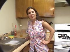 Valerie Herrera plays with a cock in the kitchen in POV scene tube porn video