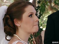 Busty bride Allison Moore enjoys a gangbang indoors tube porn video