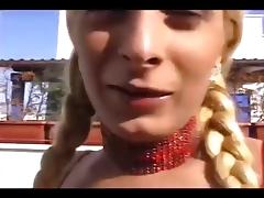 Mutual ass fuck with blonde in red tube porn video
