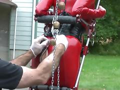 in red latex catsuit tube porn video