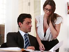 Brooklyn Chase seduces her boss and fucks him in his office tube porn video