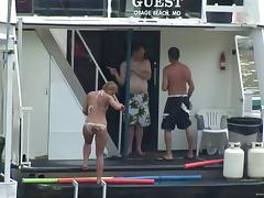 Amateur babes in bikinis dance and get crazy on a yacht tube porn video