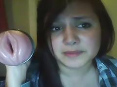 sexy tranny with a fleshlight tube porn video