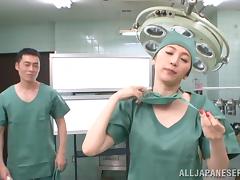 Vivacious Asian nurse giving her partner superb cat bath before delivering steamy blowjob in reality shoot tube porn video